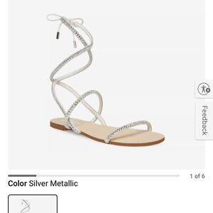 Steve Madden Silver Crystal Sandals w/ Ankle Straps Size 10